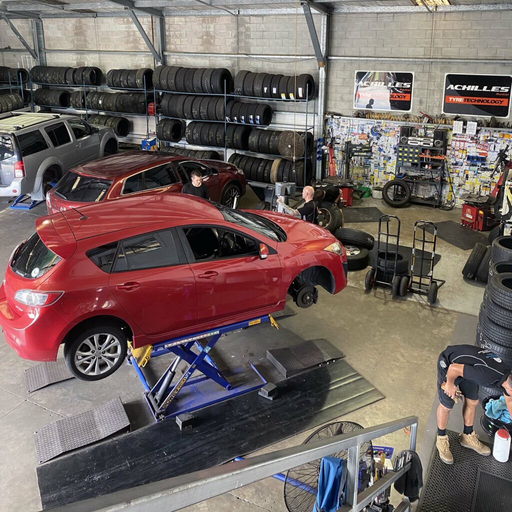 Interior view of the Branigans Burleigh Head tyre shop on the Gold Coast.